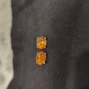 NEW David Sigal Sterling Silver Medeira citrine oval stud earrings